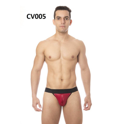 Foto 1 do produto Steves Designer - Cueca com Abertura nas Nádegas em Cirrê | Cor: Vermelho com Detalhe Preto