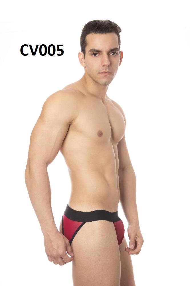 Steves Designer - Cueca com Abertura nas Nádegas em Cirrê | Cor: Vermelho com Detalhe Preto - 3