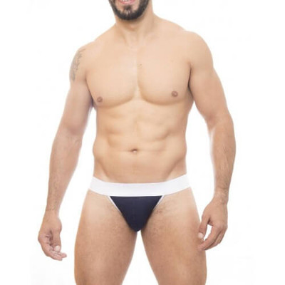 Foto 1 do produto Steves Designer - Cueca com Abertura nas Nádegas  | Cor: Azul com Detalhe Branco
