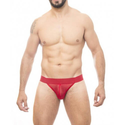 Foto 1 do produto Steves Designer - Cueca com Abertura nas Nádegas em Tule Transparente | Cor: Vermelho
