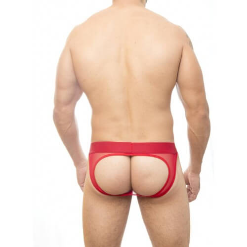Steves Designer - Cueca com Abertura nas Nádegas em Tule Transparente | Cor: Vermelho - 3