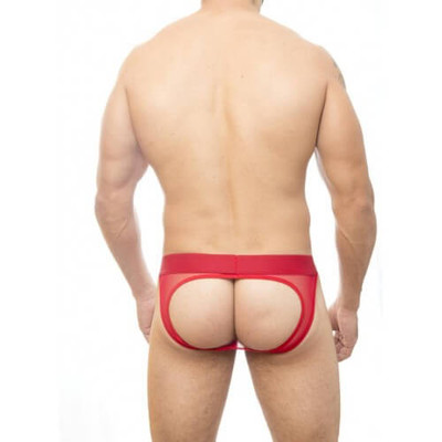 Foto 3 do produto Steves Designer - Cueca com Abertura nas Nádegas em Tule Transparente | Cor: Vermelho