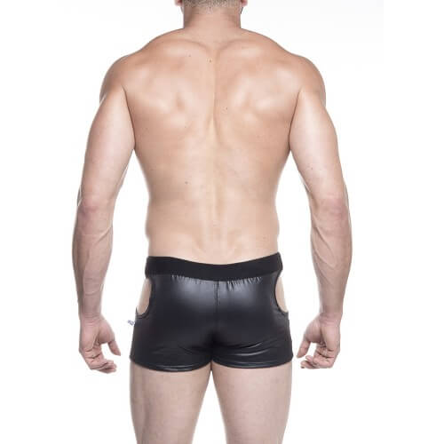 Steves Designer - Cueca Boxer em Cirrê com Abertura nas Laterais e Argolas | Cor: Preto - 2