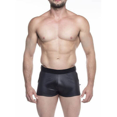 Steves Designer - Cueca Boxer em Cirrê com Abertura nas Laterais e Argolas | Cor: Preto