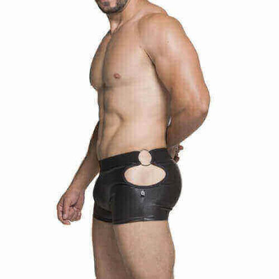 Foto 3 do produto Steves Designer - Cueca Boxer em Cirrê com Abertura nas Laterais e Argolas | Cor: Preto