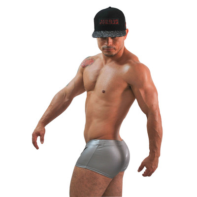 Foto 3 do produto Steves Designer - Cueca Boxer em Couro Sintético | Cor: Prata