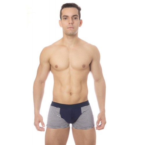 Steves Designer - Cueca Boxer Listrada | Azul Marinho e Branco - 1