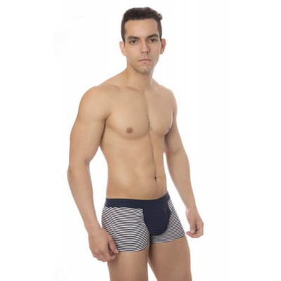 Foto 2 do produto Steves Designer - Cueca Boxer Listrada | Azul Marinho e Branco