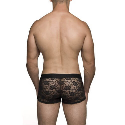 Steves Designer - Cueca Boxer em Tule com Renda Floral