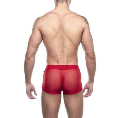 Steves Designer - Cueca Boxer em Tule Transparente | Cor: Vermelho