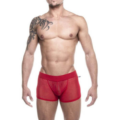 Steves Designer - Cueca Boxer em Tule Transparente | Cor: Vermelho