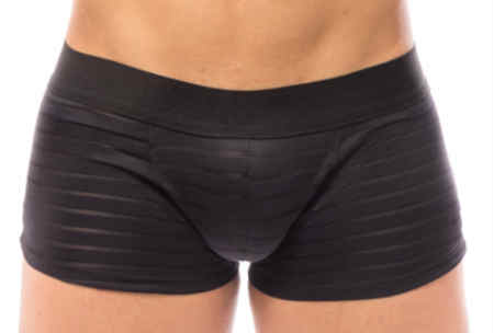 Steves Designer - Cueca Boxer em Tule Transparente Listrado | Cor: Preto - 2
