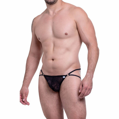 Foto 1 do produto Steves Designer - Cueca Fio Dental em Renda com Tiras Elásticas | Tamanho Único