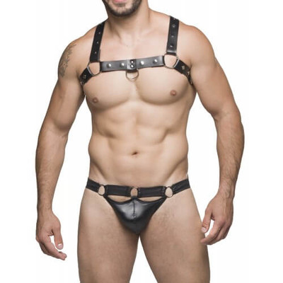 Steves Designer - Cueca JockStrap em Cirrê com Abertura | Cor: Preto