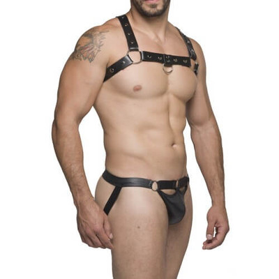Steves Designer - Cueca JockStrap em Cirrê com Abertura | Cor: Preto