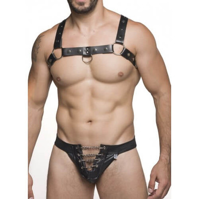 Steves Designer - Cueca JockStrap em Cirrê com Abertura na Frente | Cor: Preto