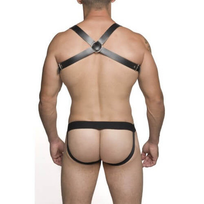 Steves Designer - Cueca JockStrap em Cirrê com Ilhós | Cor: Preto