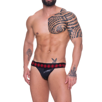 Foto 1 do produto Steves Designer - Cueca JockStrap em Cirrê com Xadrez no Elástico | Tamanho Único