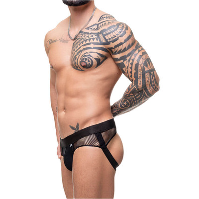 Foto 4 do produto Steves Designer - Cueca Jockstrap em Suplex com Arrastão e Abertura Traseira | Disponível em 2 Cores