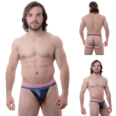 Foto 1 do produto Steves Designer - Cueca JockStrap Tapa Sexo Americana em Cirré Azul