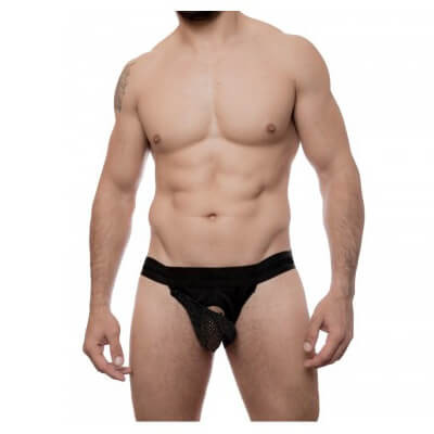 Steves Designer - Cueca JockStrap Tapa Sexo com Anel Peniano