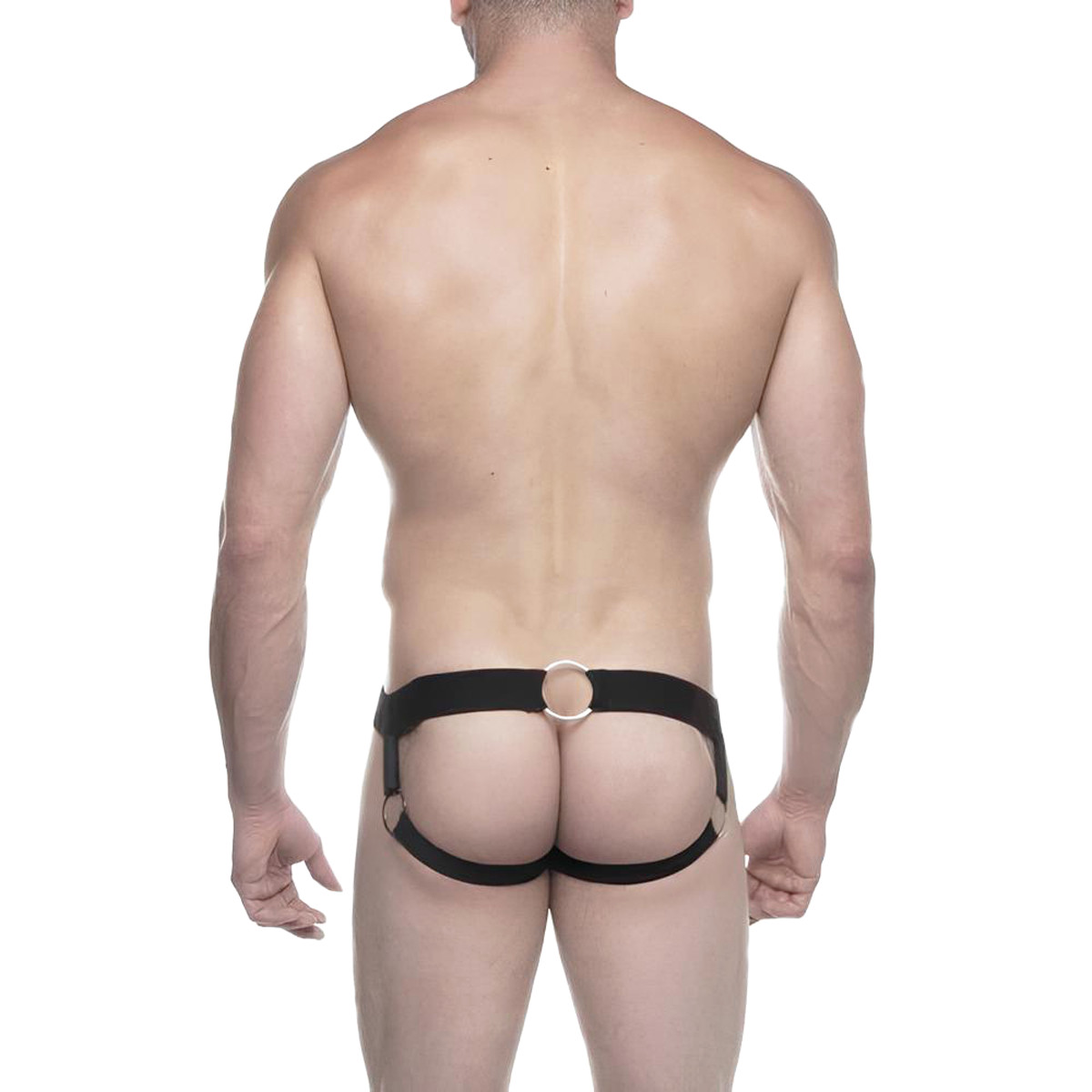 Cueca JockStrap Tapa Sexo em Cirrê com Argolas Triplas - Steves Designer | Tamanho Único - 3