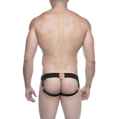 Cueca JockStrap Tapa Sexo em Cirrê com Argolas Triplas - Steves Designer | Tamanho Único