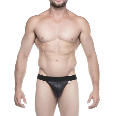 Cueca JockStrap Tapa Sexo em Cirrê com Argolas Triplas - Steves Designer | Tamanho Único