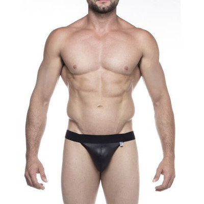 Steves Designer - Cueca JockStrap Tapa Sexo em Cirrê com Argolas Triplas