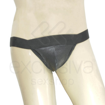 Foto 1 do produto Steves Designer - Cueca JockStrap Tapa Sexo com Argolas | Cor: Preto Craquelado