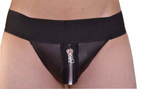 Steves Designer - Cueca  JockStrap Tapa Sexo com Detalhe de Zíper | Cor: Preto - 1