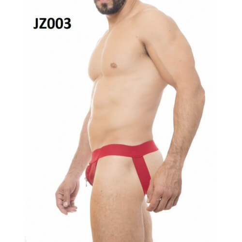 Steves Designer - Cueca JockStrap Tapa Sexo com Detalhe de Zíper | Cor: Vermelho - 4