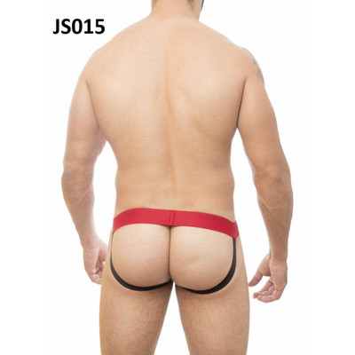 Foto 2 do produto Steves Designer - Cueca JockStrap Tapa Sexo com Detalhes em Cirrê | Cor: Vermelho com Detalhe Preto