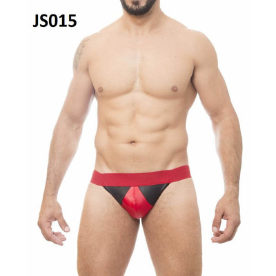 Foto 1 do produto Steves Designer - Cueca JockStrap Tapa Sexo com Detalhes em Cirrê | Cor: Vermelho com Detalhe Preto