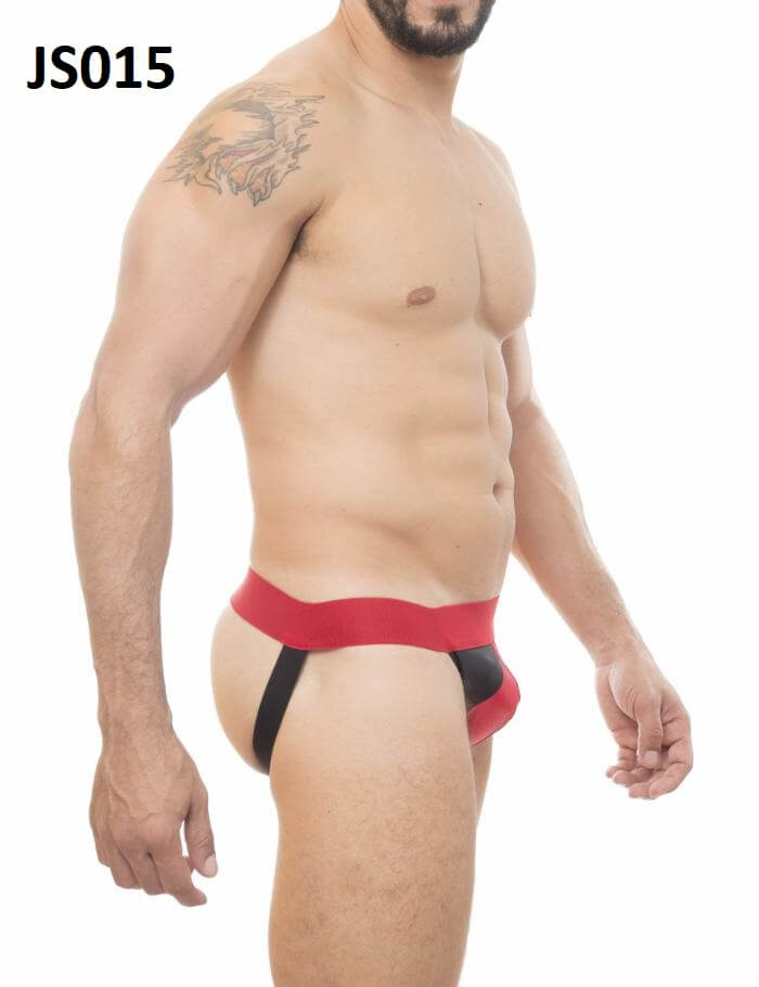 Steves Designer - Cueca JockStrap Tapa Sexo com Detalhes em Cirrê | Cor: Vermelho com Detalhe Preto - 3