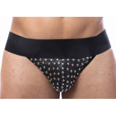 Foto 2 do produto Steves Designer - Cueca JockStrap Tapa Sexo com Detalhes de Rebites na Parte Frontal |Cor: Preto