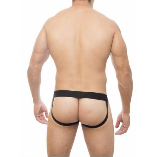 Steves Designer - Cueca JockStrap Tapa Sexo com Estampa de xadrez | Cor: Branco com Preto - 3