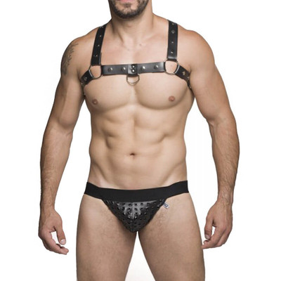 Steves Designer - Cueca JockStrap Tapa Sexo com Ilhós | Cor: Preto