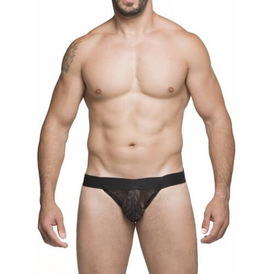 Steves Designer - Cueca JockStrap em Tule com Renda Floral