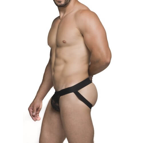 Steves Designer - Cueca JockStrap em Tule com Renda Floral - 2