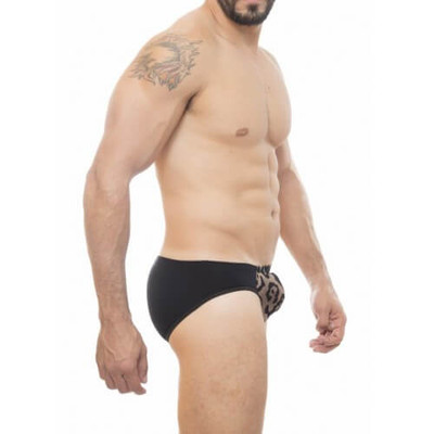Foto 2 do produto Steves Designer - Cueca Sungão com Estampa de Onça | Cor: Preto