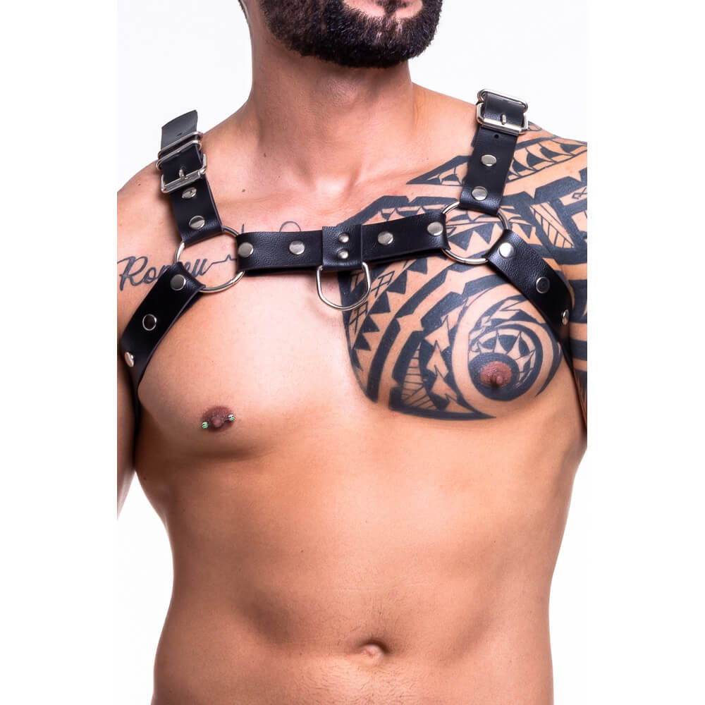 Arreio Modelo H com Fivelas em Couro Sintético - Steves Designer Harness | Disponível em 3 Cores - 2