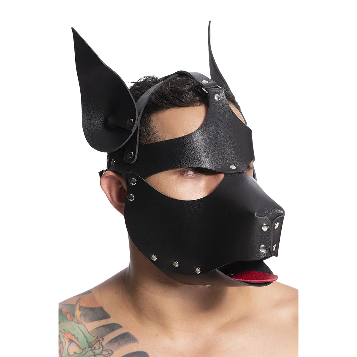 Máscara de Cachorro em Couro Sintético com Orelhas e Ajuste - Steves Designer | Tamanho Único - 2