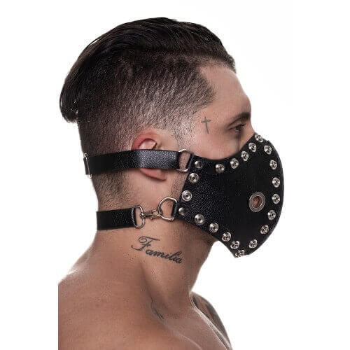 Mascara Fetichista em Couro com Detalhes em Metal - Steves Designer - 2
