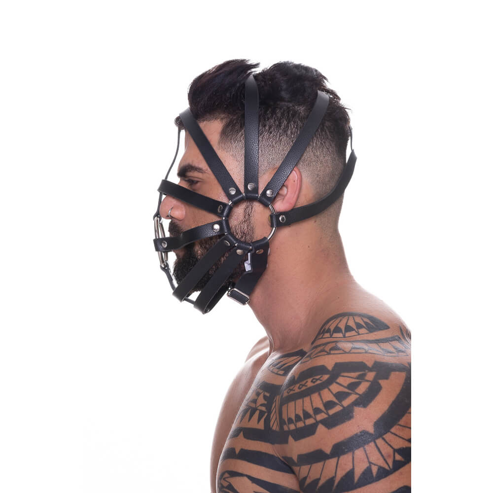 Steves Designer - Máscara Para Práticas Fetichistas em Couro Legítimo com Botões - 2