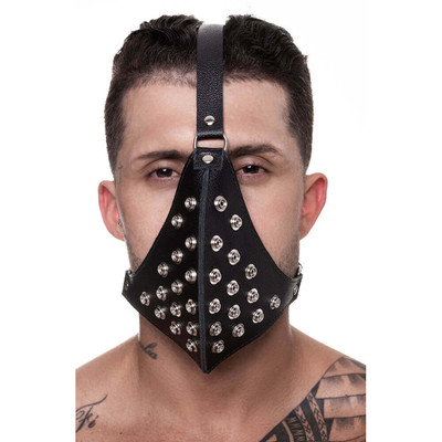 Máscara Para Práticas Fetichistas em Couro Legítimo com Regulagem Nas Alças - Steves Designer