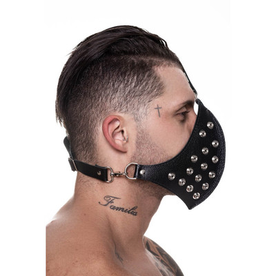 Máscara Para Práticas Fetichistas em Couro Legítimo com Regulagem Nas Alças - Steves Designer