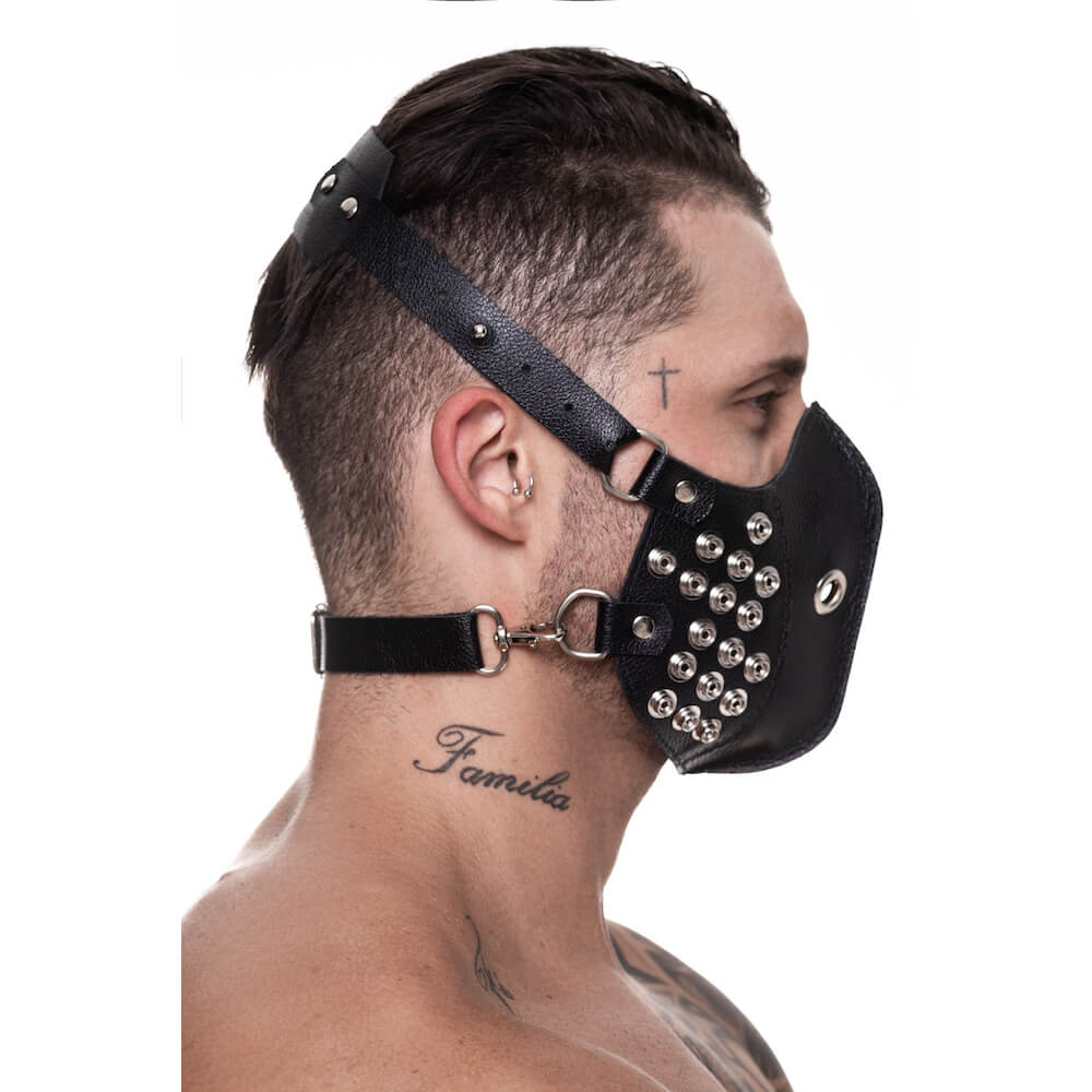 Máscara Para Práticas Fetichistas em Couro Legítimo com Respiro - Steves Designer - 3