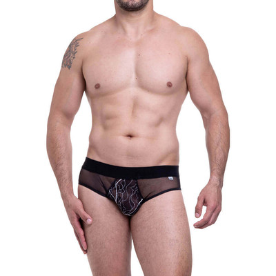 Sunga em Tule Preto Transparente com Frontal Estampada - Steves Designer | Tamanho Único | Disponível em 3 Estampas