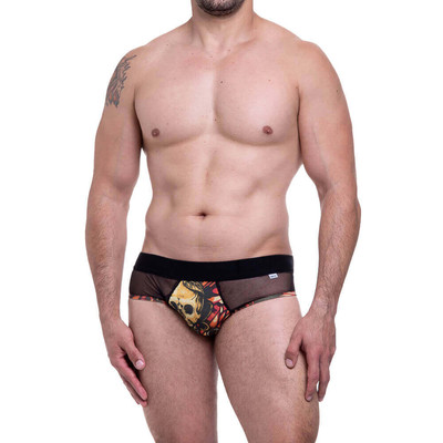 Foto 3 do produto Sunga em Tule Preto Transparente com Frontal Estampada - Steves Designer | Tamanho Único | Disponível em 3 Estampas